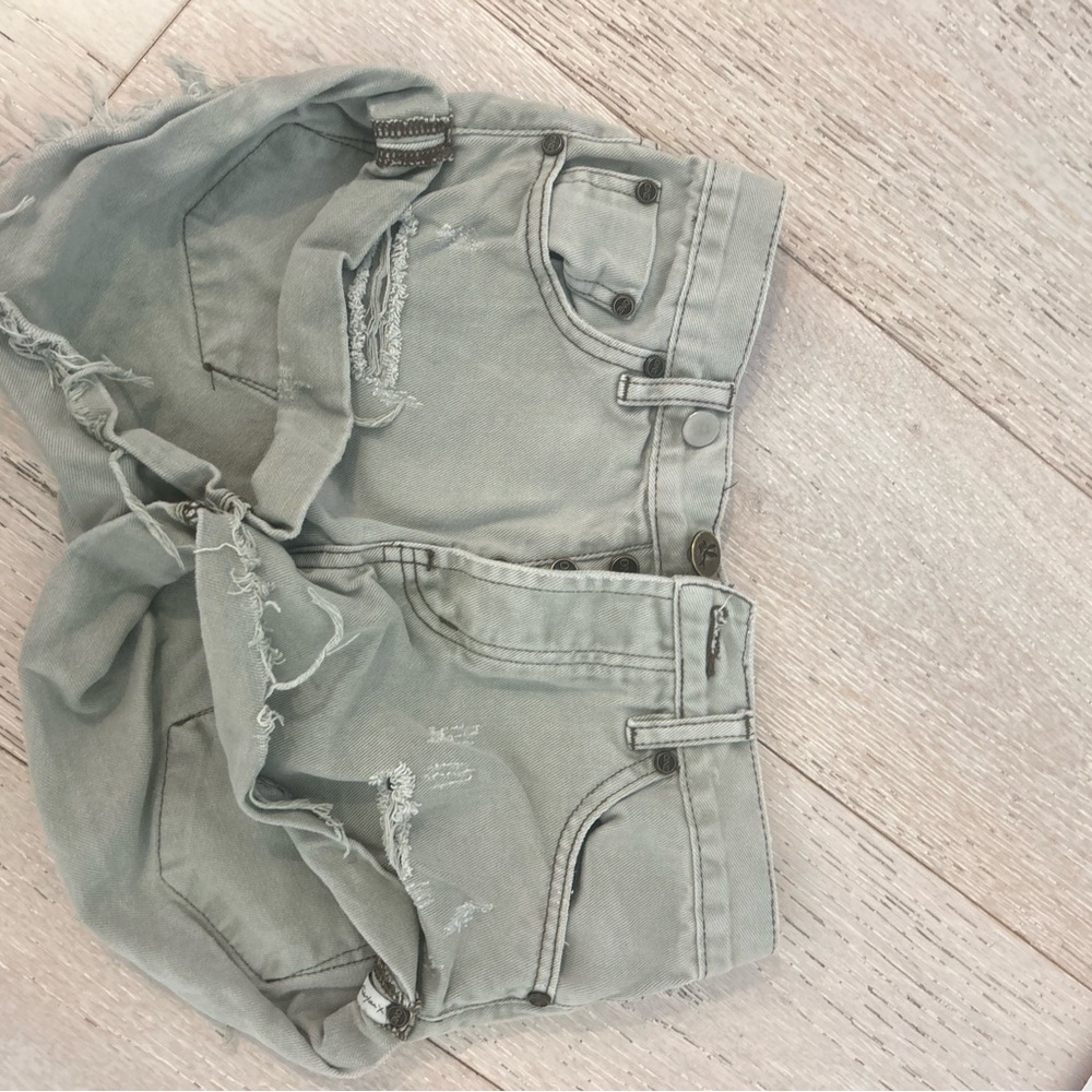 One Teaspoon Distressed Gray Women Shorts
